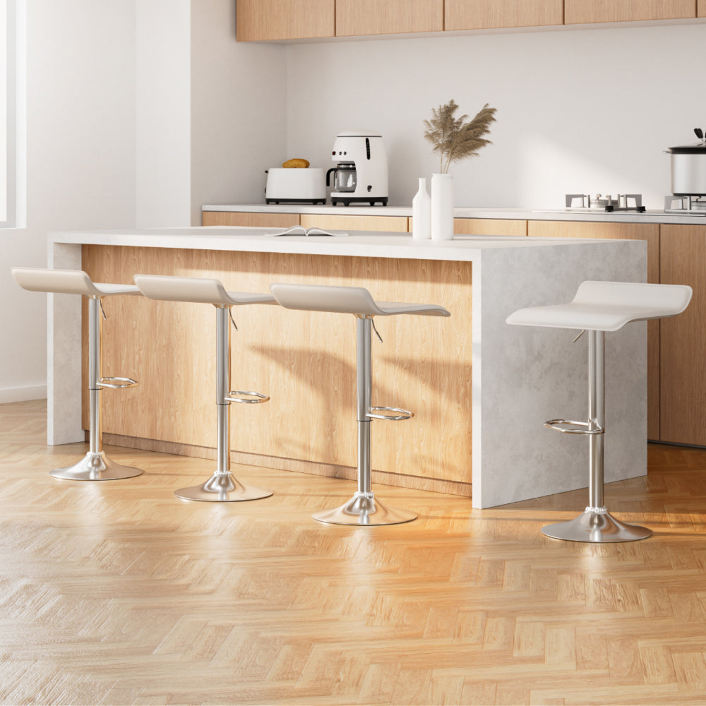 Artiss 4x Bar Stools Faux Leather Chair White-0