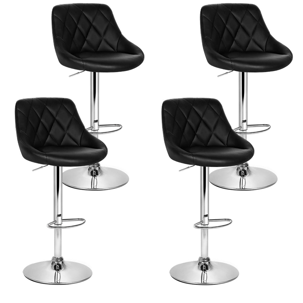 Artiss 4x Bar Stools Leather Padded Gas Lift Black-0