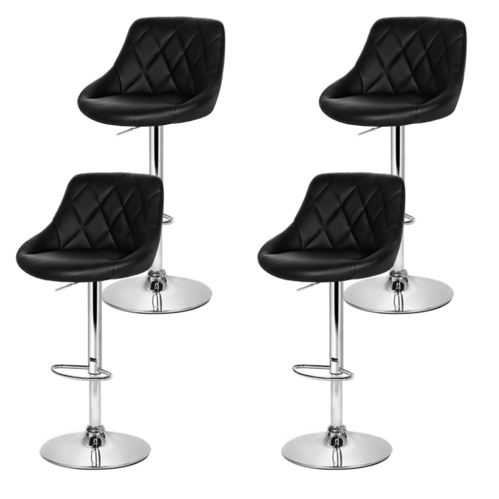 Artiss 4x Bar Stools Leather Padded Gas Lift Black-2