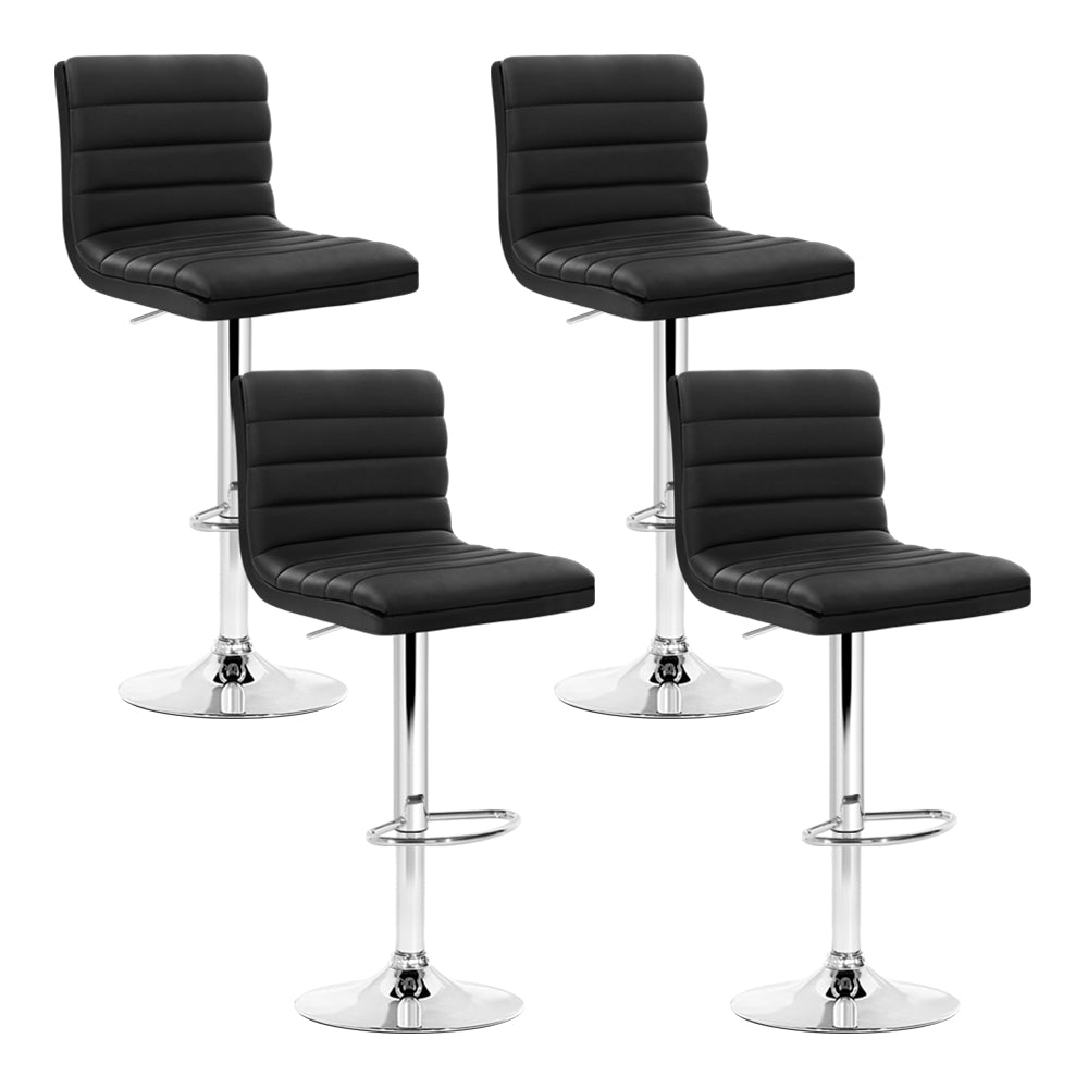 Artiss 4x Bar Stools Padded Leather Gas Lift Black-0