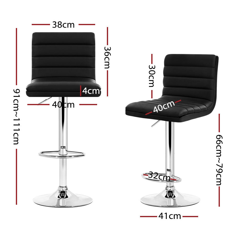 Artiss 4x Bar Stools Padded Leather Gas Lift Black-1