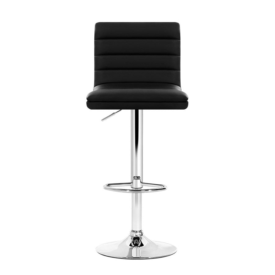 Artiss 4x Bar Stools Padded Leather Gas Lift Black-2