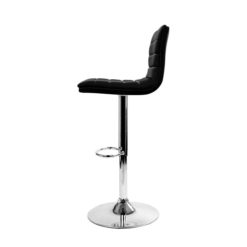 Artiss 4x Bar Stools Padded Leather Gas Lift Black-3