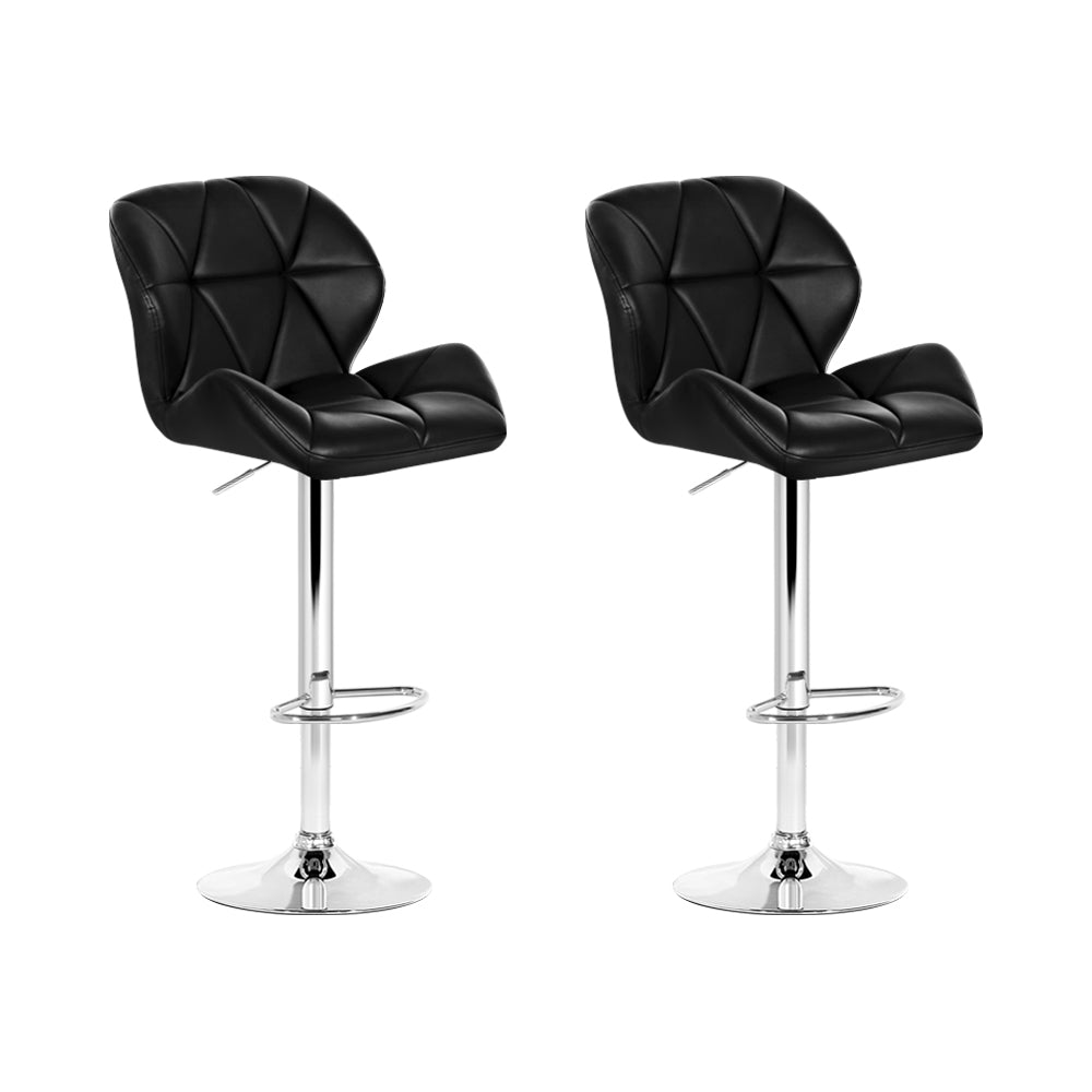 Artiss 2x Bar Stools Gas Lift Padded Leather Black-0