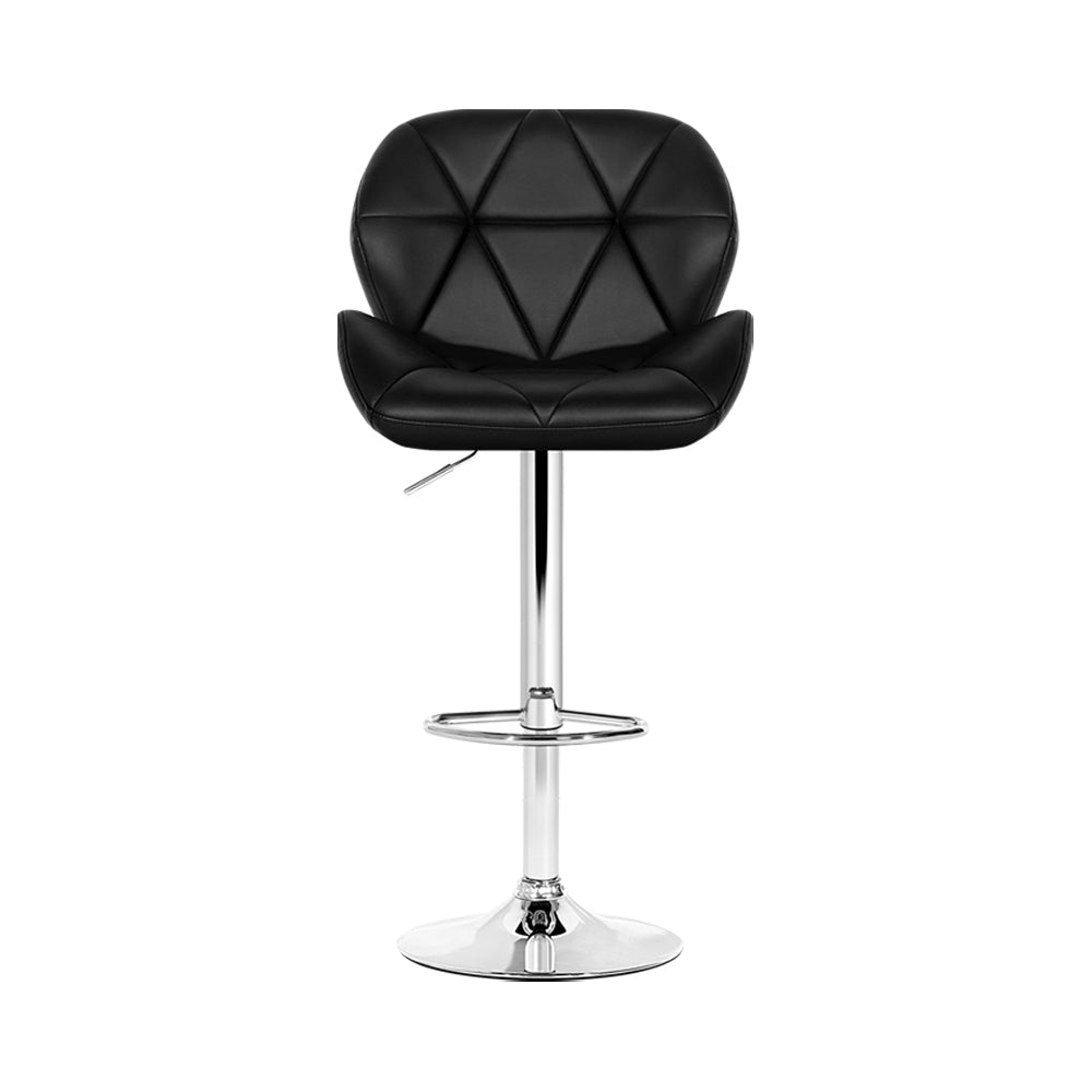 Artiss 2x Bar Stools Gas Lift Padded Leather Black-2