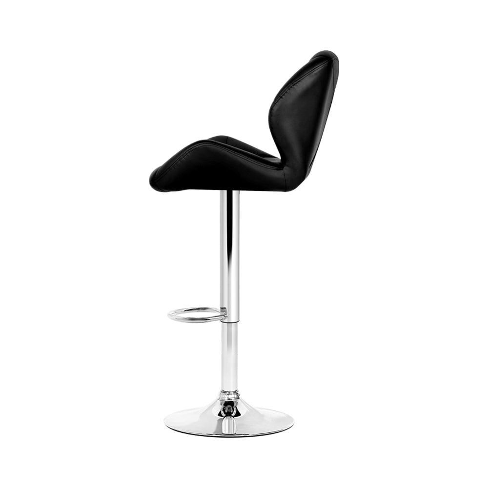 Artiss 2x Bar Stools Gas Lift Padded Leather Black-3