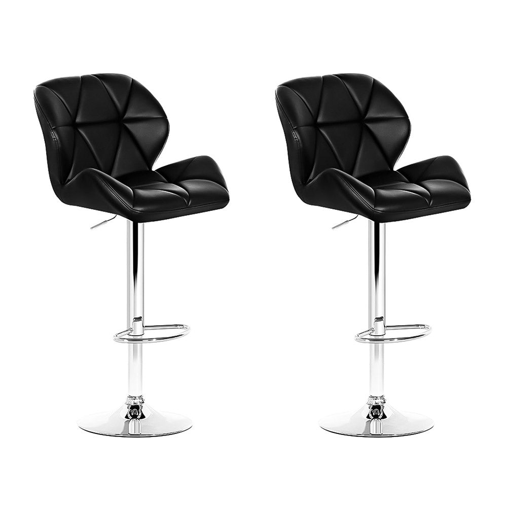 Artiss 2x Bar Stools Gas Lift Padded Leather Black-0