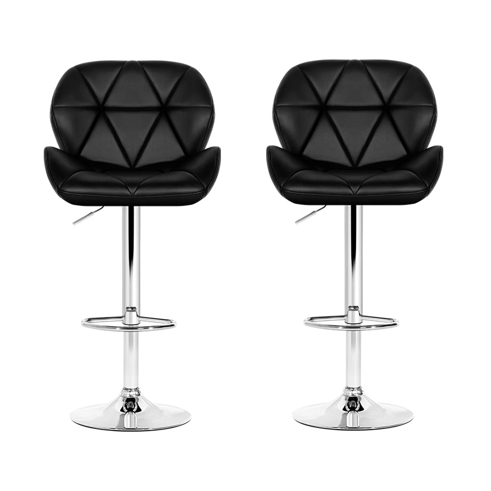 Artiss 2x Bar Stools Gas Lift Padded Leather Black-2