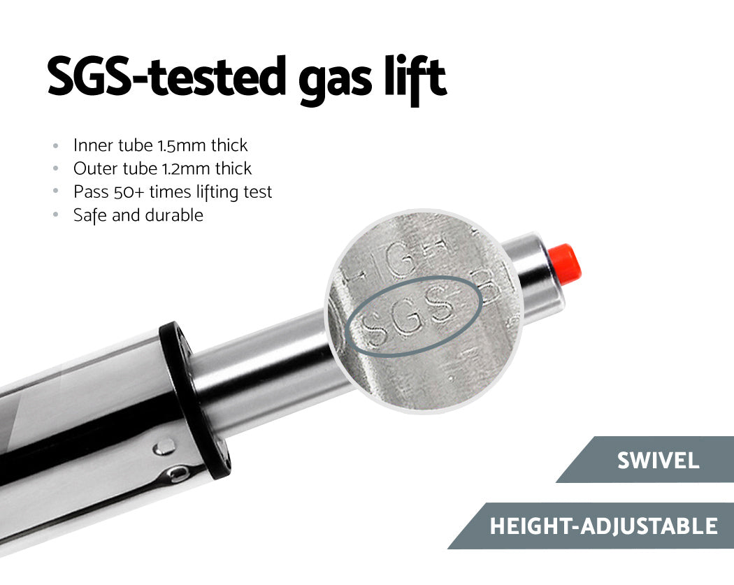 Artiss 2x Bar Stools Gas Lift Padded Leather Black-4