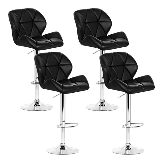 Artiss 4x Bar Stools Gas Lift Padded Leather Black-0