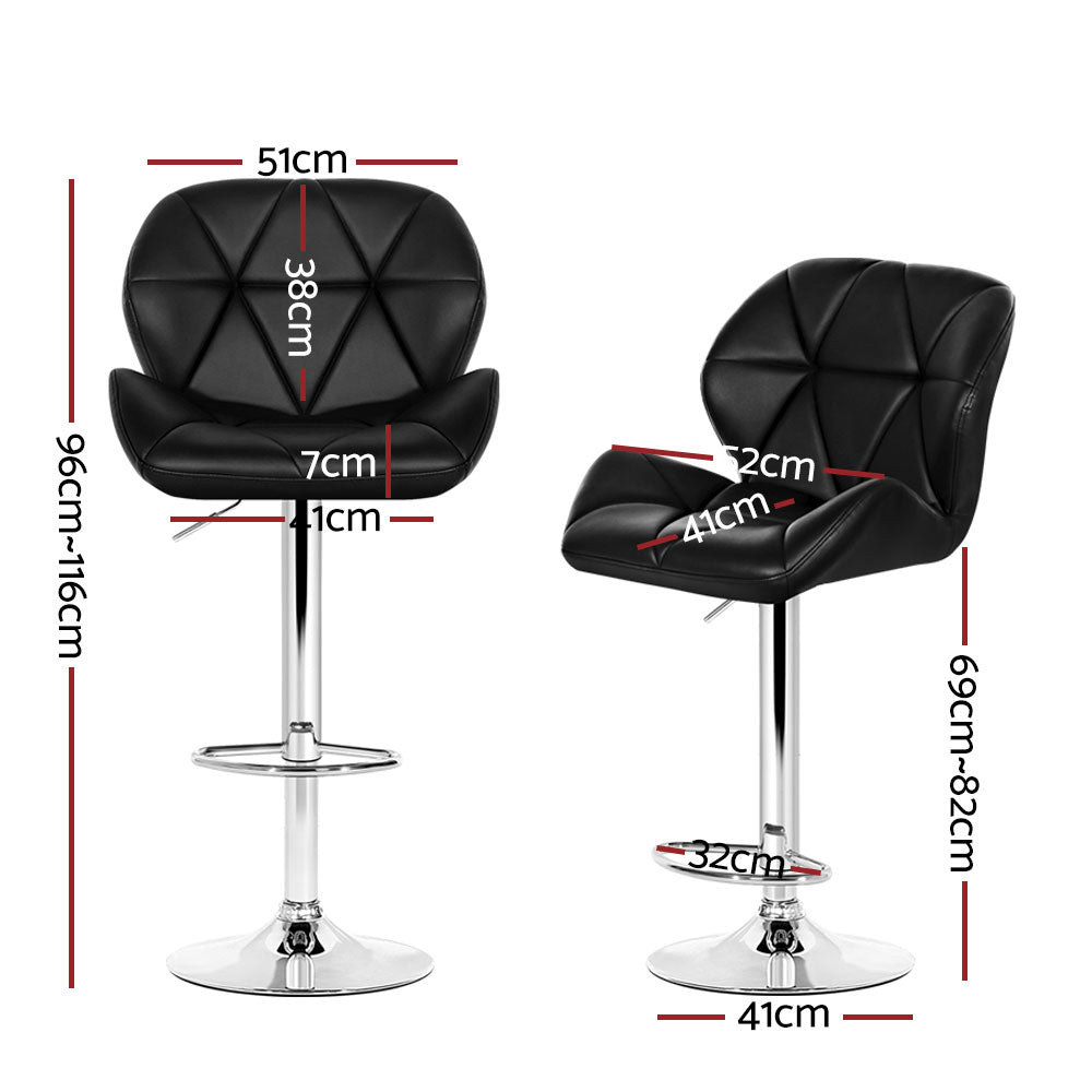 Artiss 4x Bar Stools Gas Lift Padded Leather Black-1