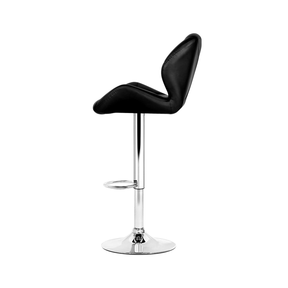 Artiss 4x Bar Stools Gas Lift Padded Leather Black-3