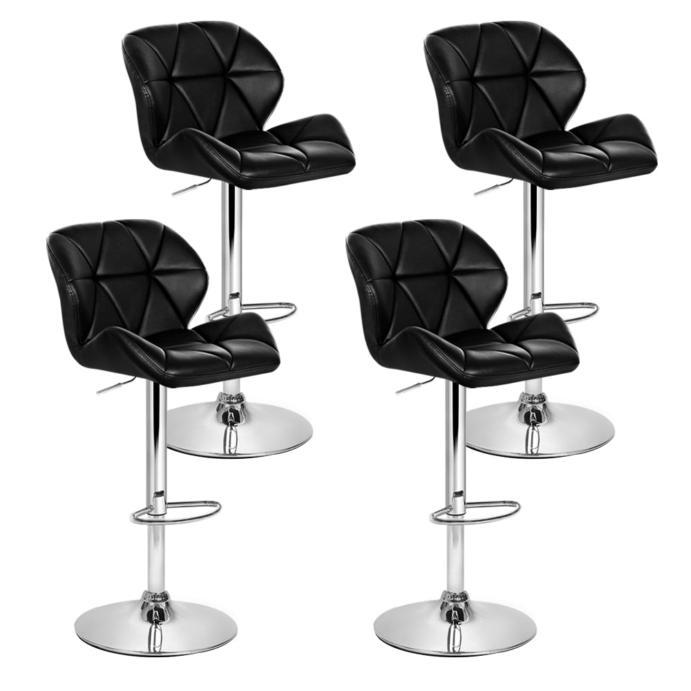 Artiss 4x Bar Stools Gas Lift Padded Leather Black-0