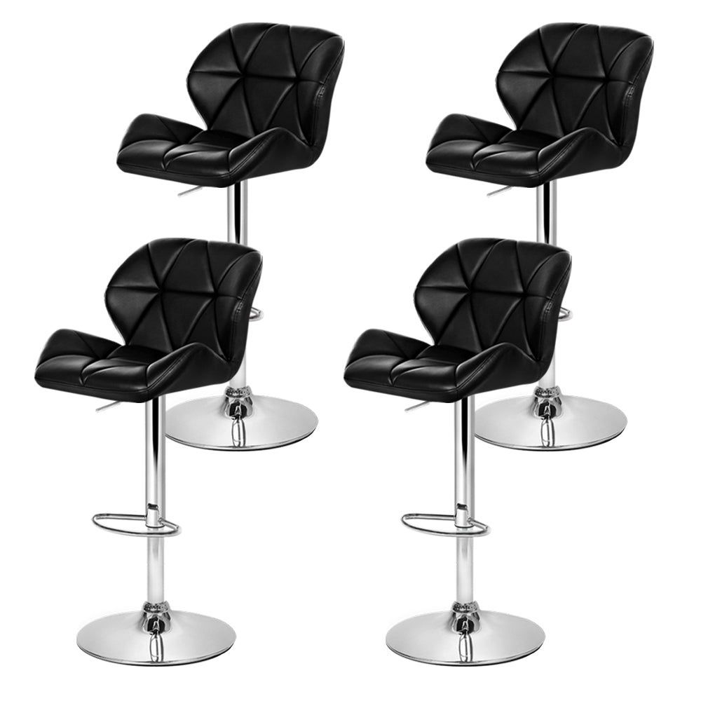Artiss 4x Bar Stools Gas Lift Padded Leather Black-2