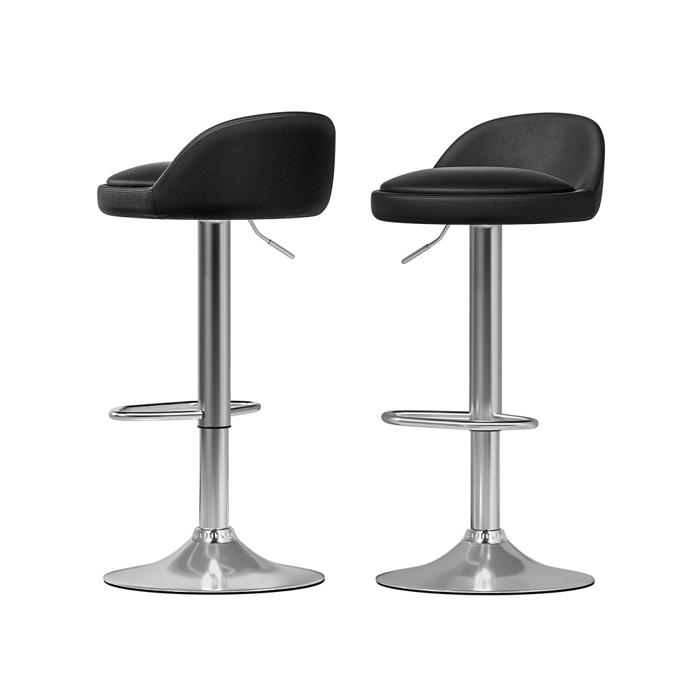 Artiss 2x Bar Stools PU Leather Gas Lift Black-0