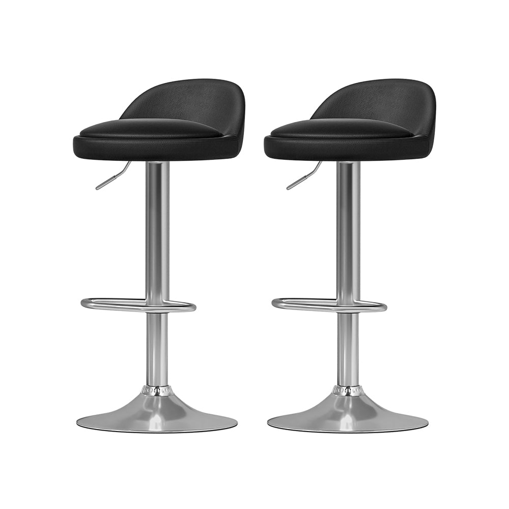 Artiss 4x Bar Stools PU Leather Gas Lift Black-2