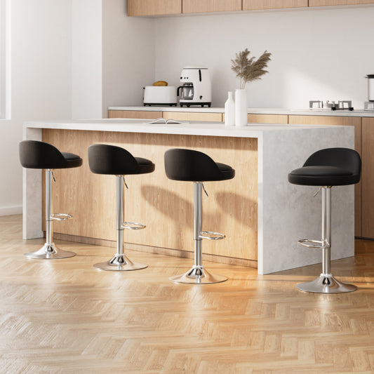 Artiss 4x Bar Stools PU Leather Gas Lift Black-0
