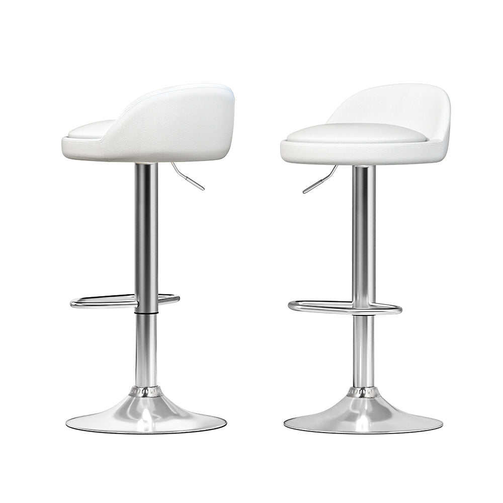 Artiss 2x Bar Stools PU Leather Gas Lift White-6