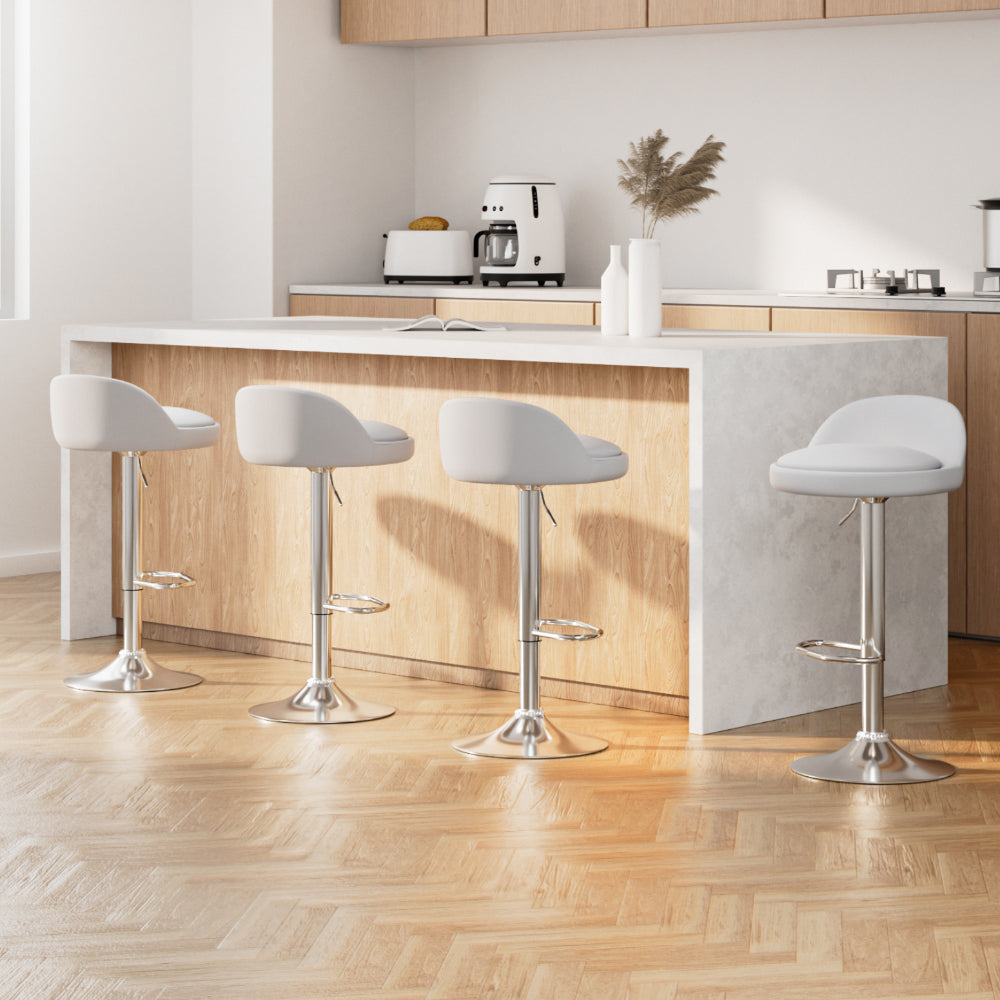 Artiss 4x Bar Stools PU Leather Gas Lift White-0