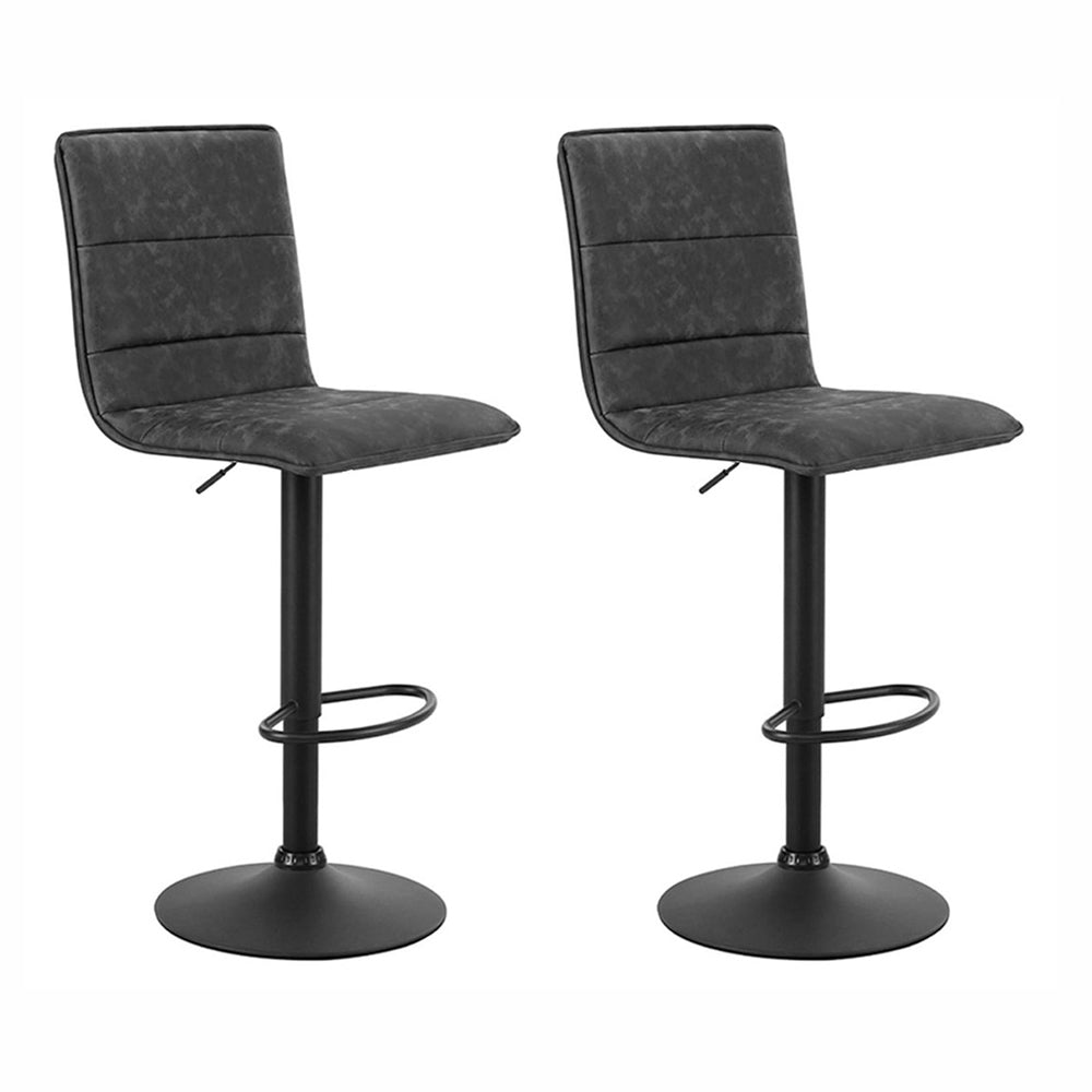 Artiss 2x Bar Stools Gas Lift Vintage Leather Grey-0