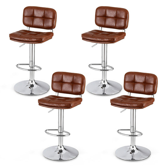 Artiss 4x Bar Stools Kitchen Swivel Gas Lift Counter Chair Tuft PU Leather Brown-0