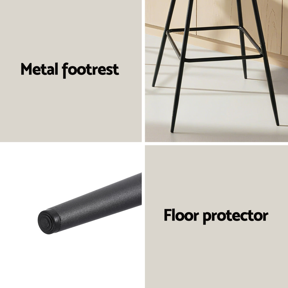 Artiss 2x Bar Stools Kitchen Dining Chair Counter Stool Diamond PU Leather Black-5