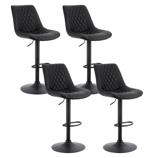 Artiss 4x Bar Stools Kitchen Swivel Gas Lift Counter Chair Diamond Leather Black-0