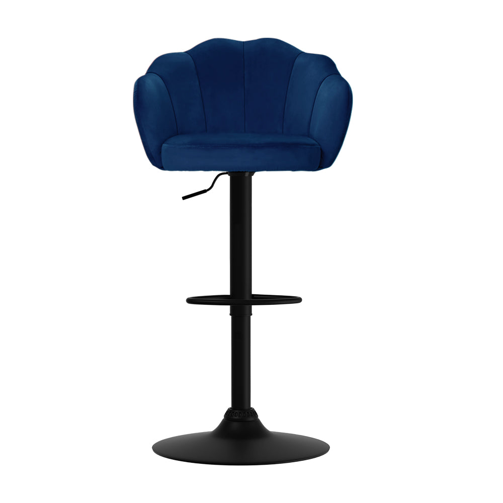 Artiss 2x Bar Stools Gas Lift Velvet Blue-2