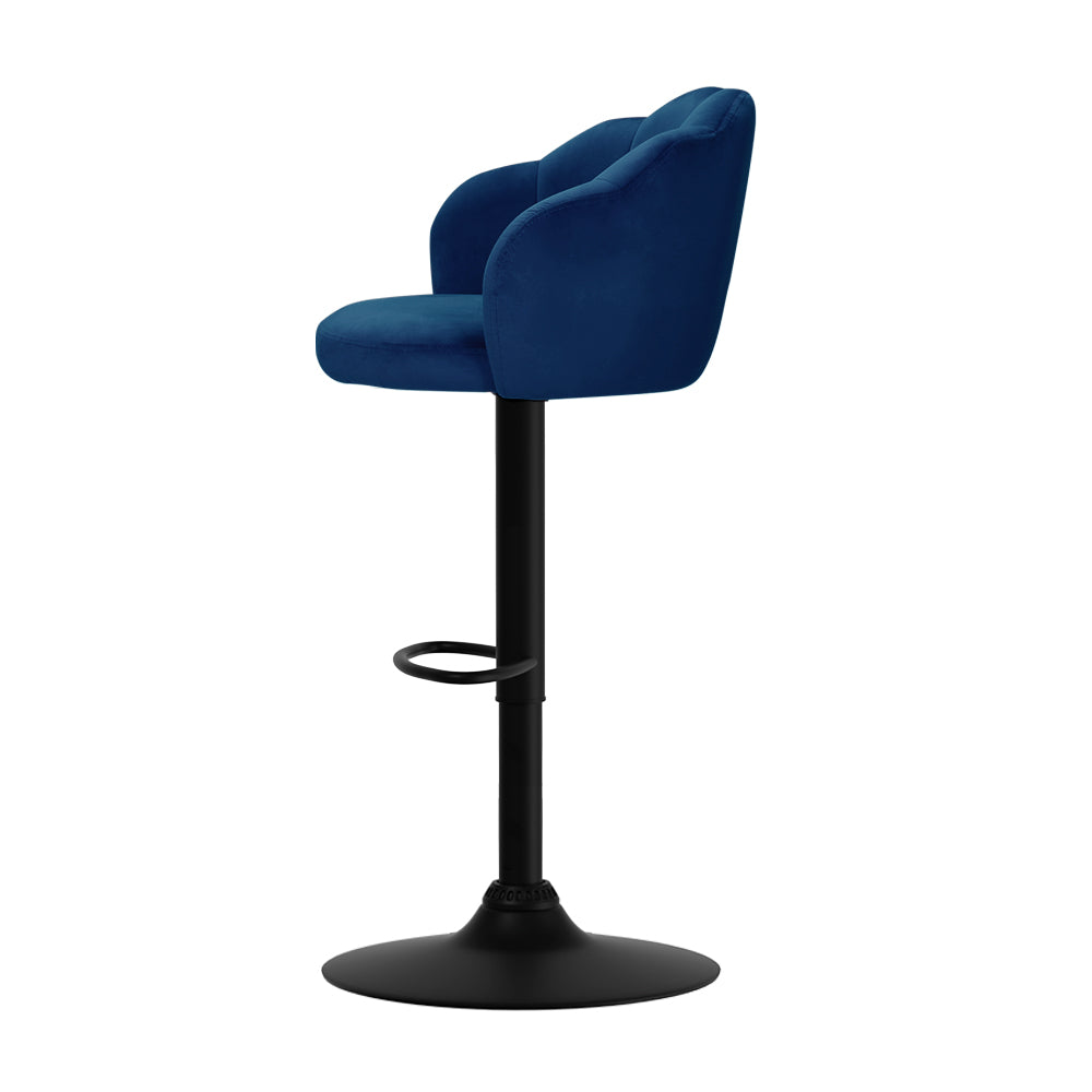 Artiss 2x Bar Stools Gas Lift Velvet Blue-3