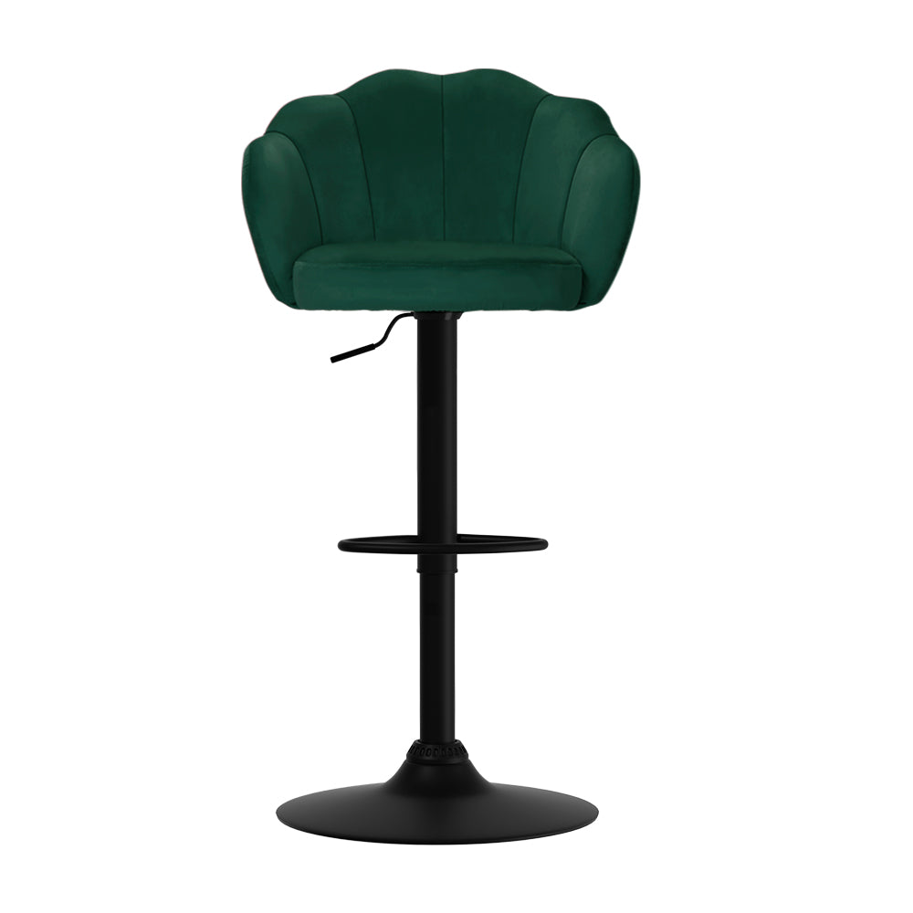 Artiss 2x Bar Stools Gas Lift Velvet Green-2