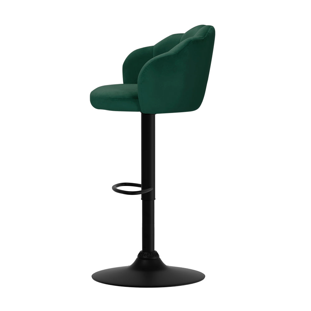 Artiss 2x Bar Stools Gas Lift Velvet Green-3