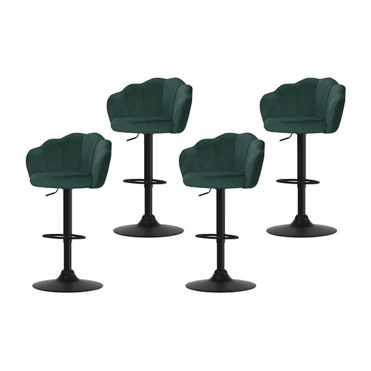 Artiss 4x Bar Stools Gas Lift Velvet Green-0