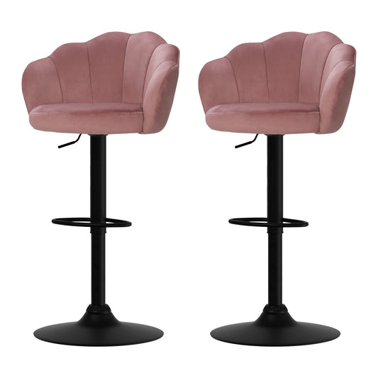 Artiss 2x Bar Stools Gas Lift Velvet Pink-0