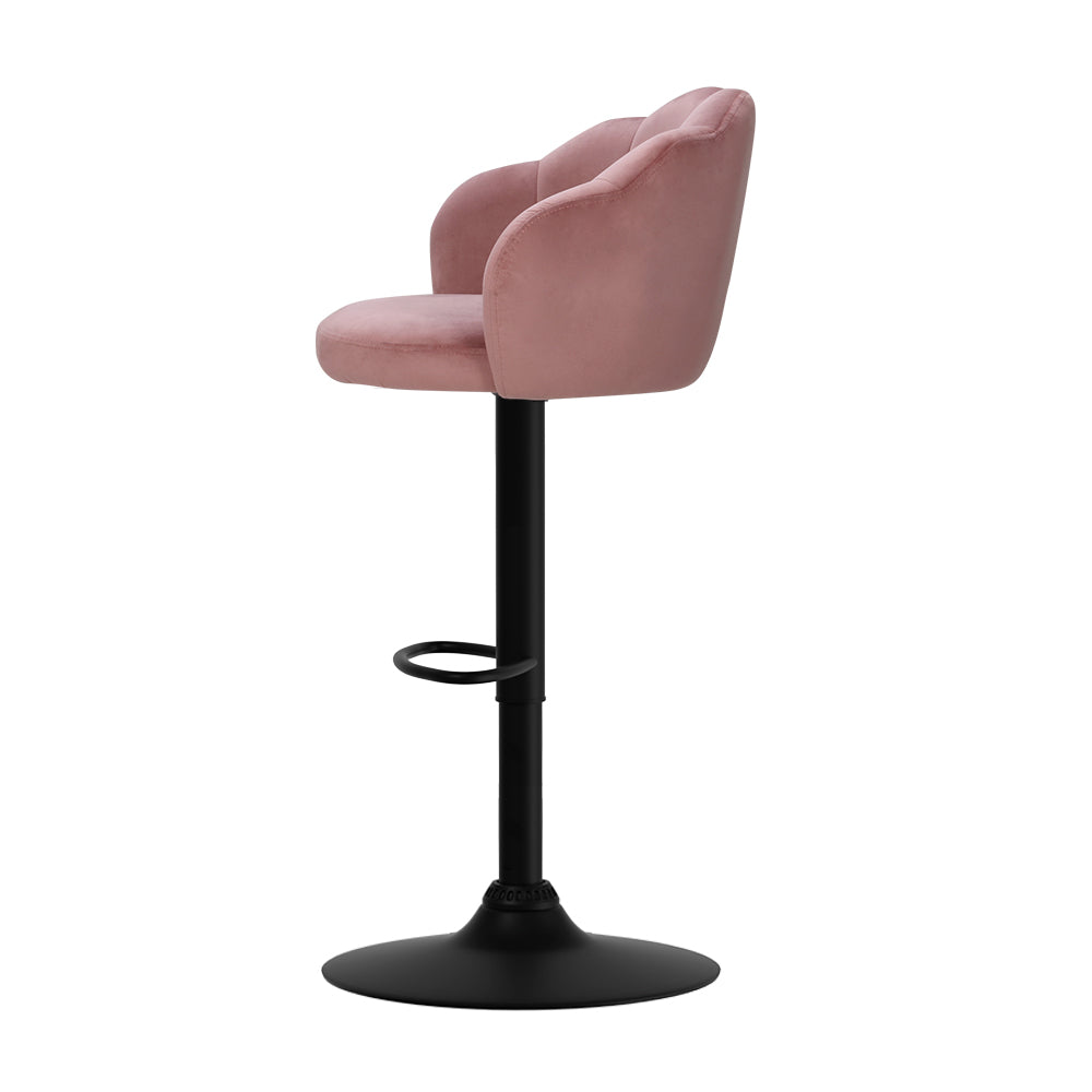 Artiss 2x Bar Stools Gas Lift Velvet Pink-3