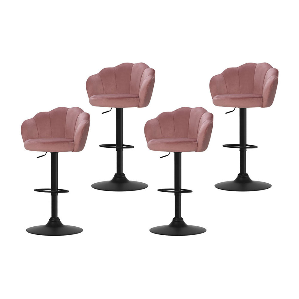 Artiss 4x Bar Stools Gas Lift Velvet Pink-0