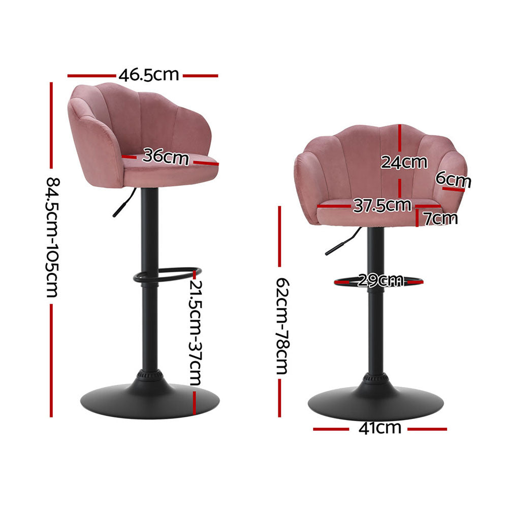 Artiss 4x Bar Stools Gas Lift Velvet Pink-1