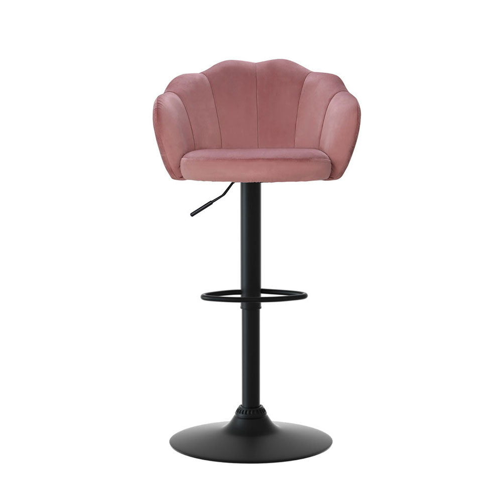 Artiss 4x Bar Stools Gas Lift Velvet Pink-2