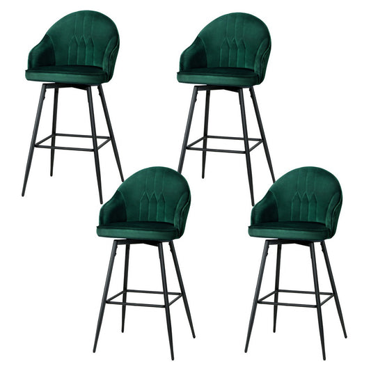 Artiss 4x Bar Stools Velvet Swivel Metal Legs Green-0