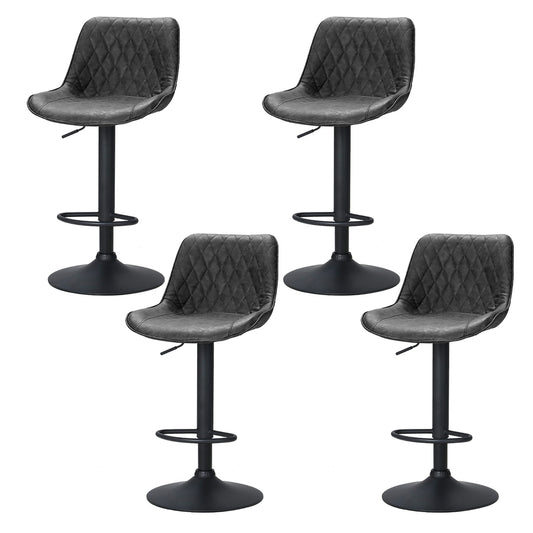 Artiss 4x Bar Stools Gas Lift Vintage Leather Black-0