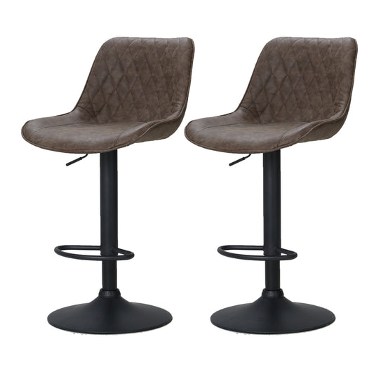 Artiss 2x Bar Stools Gas Lift Vintage Leather Brown-0