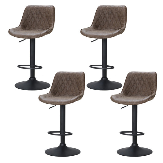 Artiss 4x Bar Stools Gas Lift Vintage Leather Brown-0