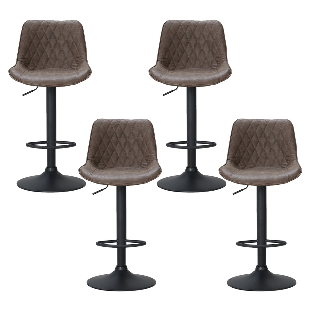 Artiss 4x Bar Stools Gas Lift Vintage Leather Brown-2