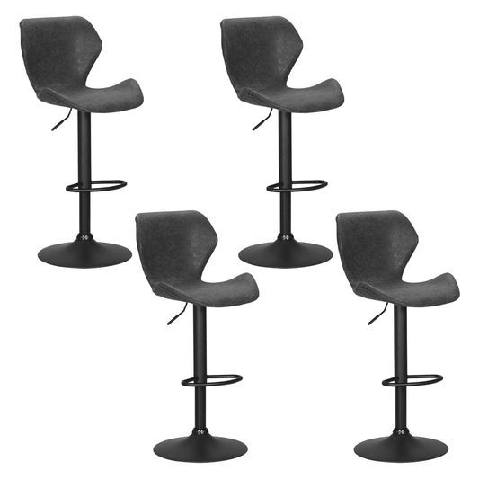 Artiss 4x Bar Stools Vintage Leather Gas Lift Black-0