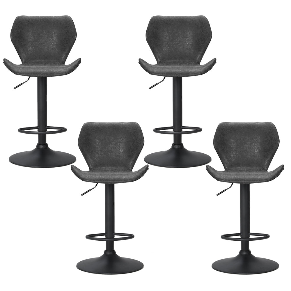 Artiss 4x Bar Stools Vintage Leather Gas Lift Black-2