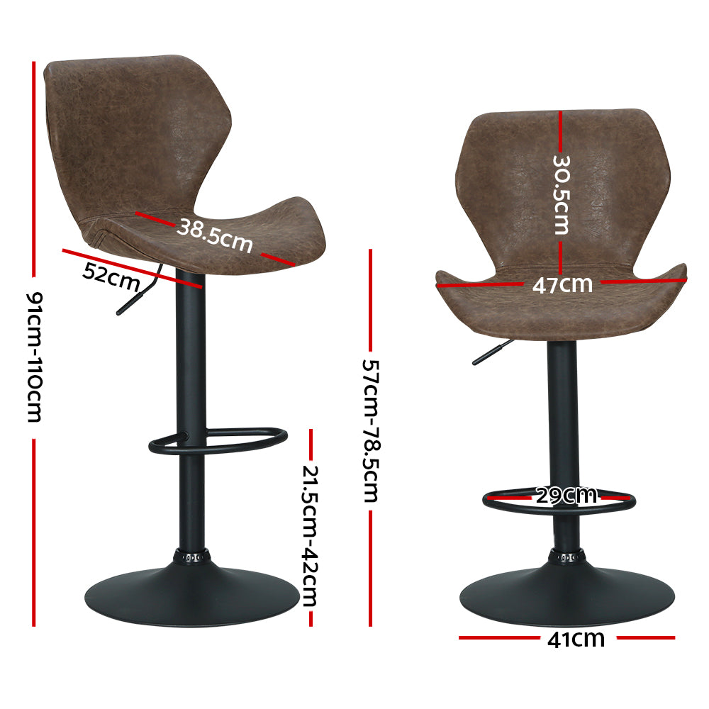 Artiss Bar Stools Kitchen Counter Stools Swivel Gas Lift Vintage Chairs Brown x2-1