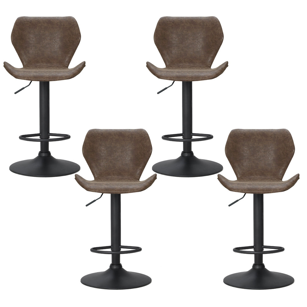 Artiss 4x Bar Stools Vintage Leather Gas Lift Brown-2