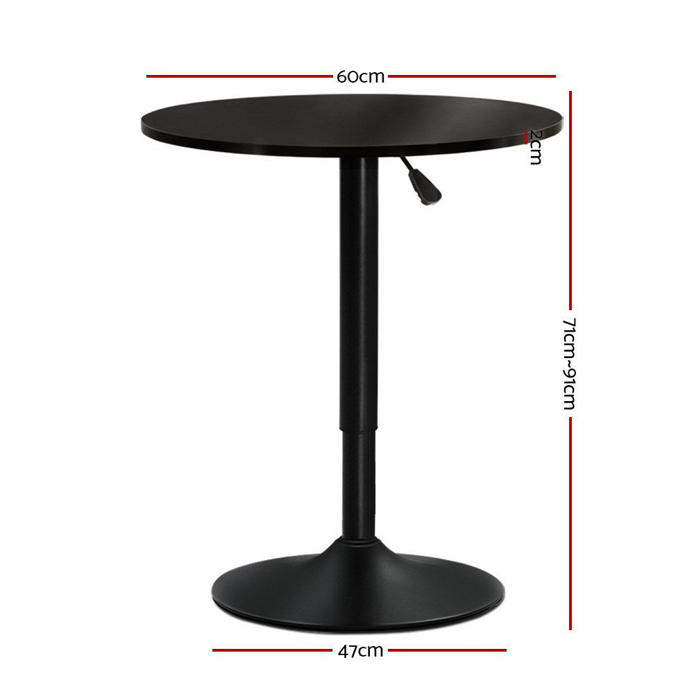 Artiss Bar Table Gas Lift Round Black-1