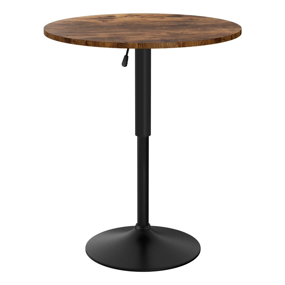Artiss Height Adjustable Bar Table 360 Swivel Round Gaslift Design 60cm Rustic Brown Black-2