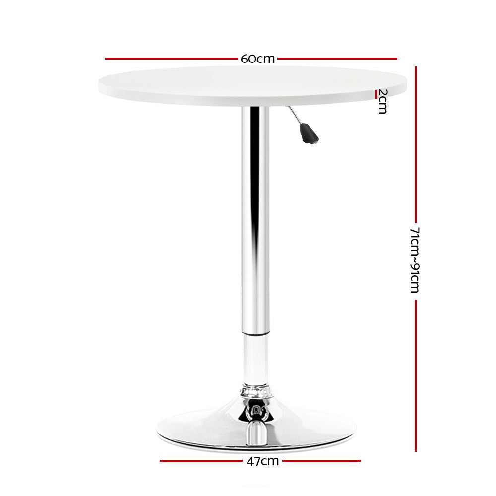 Artiss Bar Table Gas Lift Round White-1