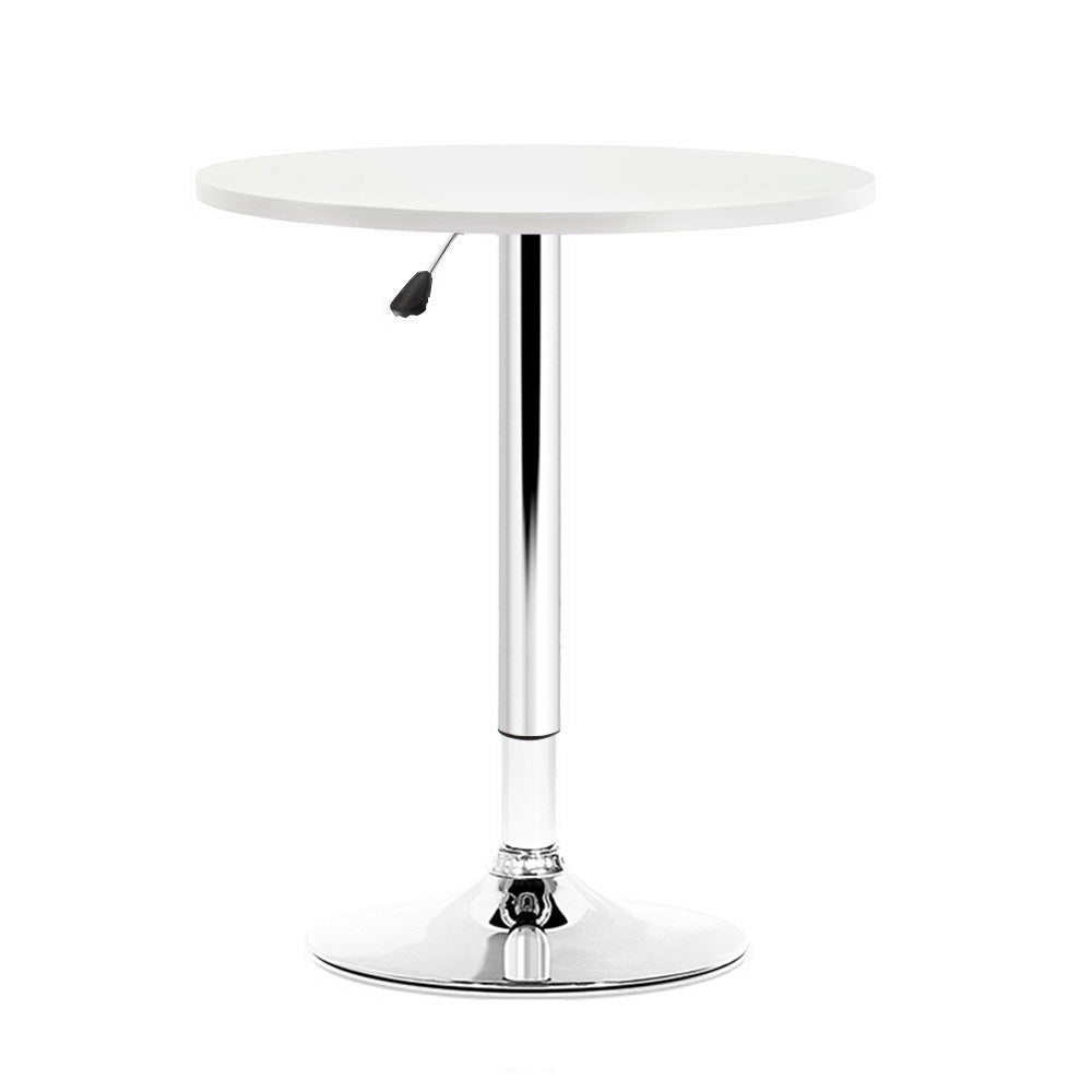 Artiss Bar Table Gas Lift Round White-3